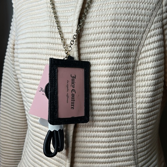 Juicy Couture Black Debossed Free Spirit Crossbody Bag Lanyard Keychain Set‎ NEW - Picture 9 of 17